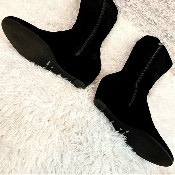 Aquatalia Tall Quilted Black Wedge Heel Boots - Picture 5 of 13